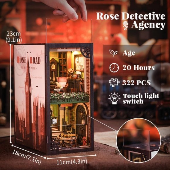 DIY 3D Book Nook Kit Rose Detective Agency 322pcs - Picture 2 of 6